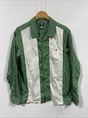 Dickies Green & White Panel Lightweight Button-Up Shirt Jacket